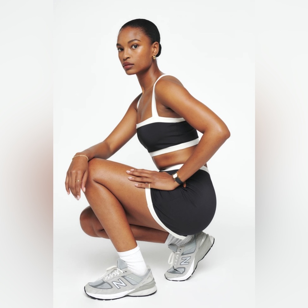 NWT Reformation Adelina Ecomove black and white workout set; M top and S bottom